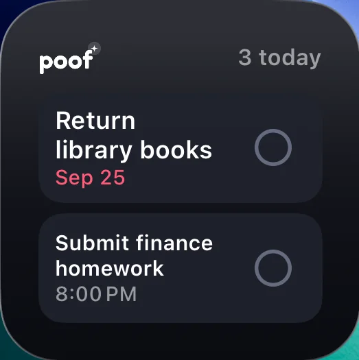 The small Up Next widget in the Graphite theme
