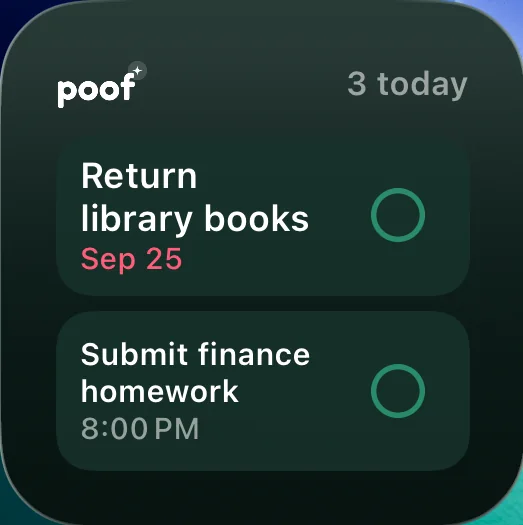 The small Up Next widget in the Meadow theme